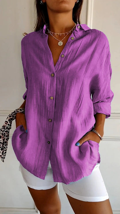 Sasha | Elegant Pleated Vacation Blouse — Summer Essential