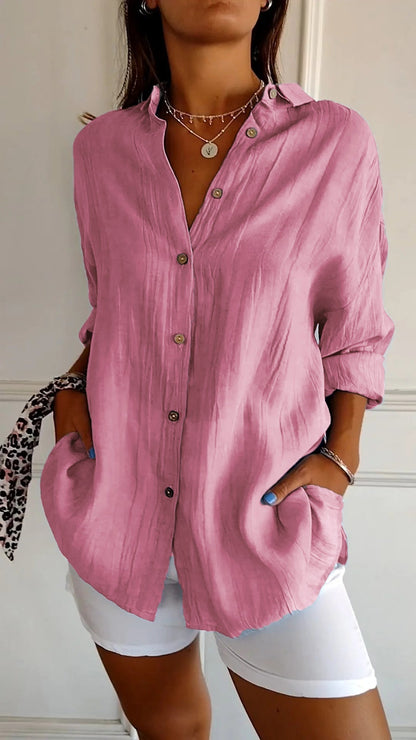Sasha | Elegant Pleated Vacation Blouse — Summer Essential