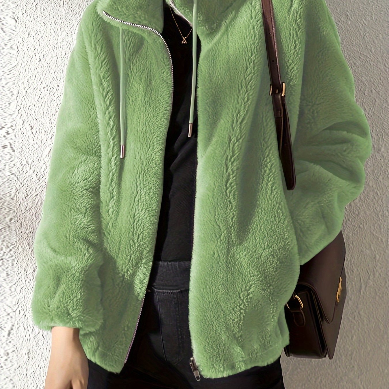 Nina | Casual warm teddy jacket with drawstring and zipper