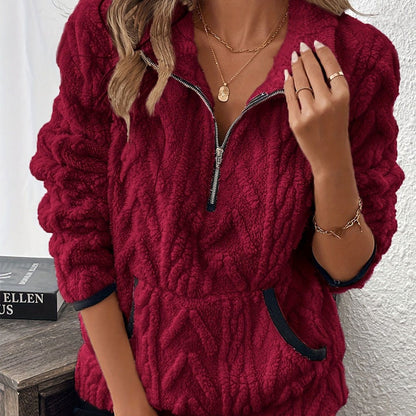 Harper | Fuzzy Half-Zip Sweatshirt with Pockets