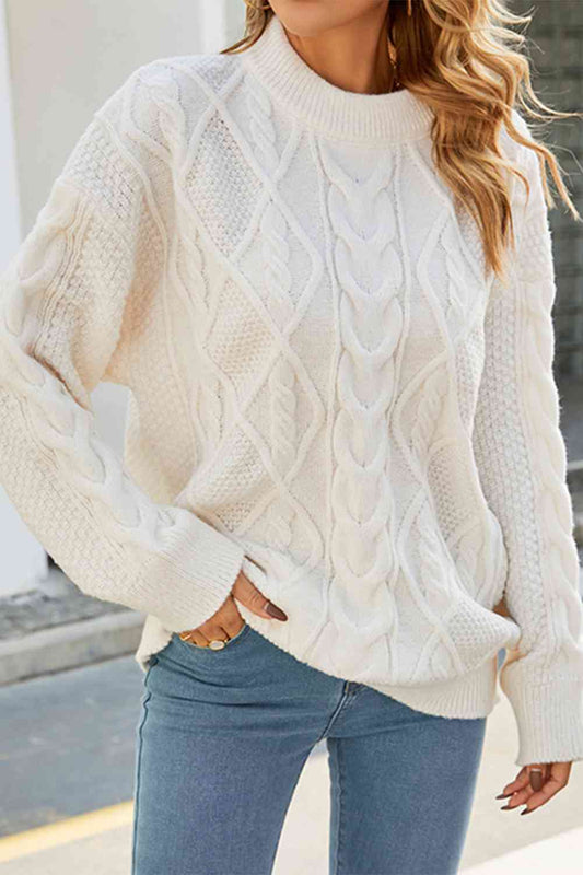 Women's Cable Knitted Jumper Crew Neck | Oversized
