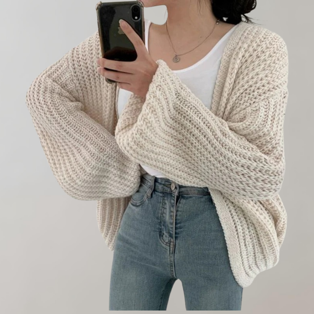 Women's Cardigan with Chunky Knit & Open Front | Oversized