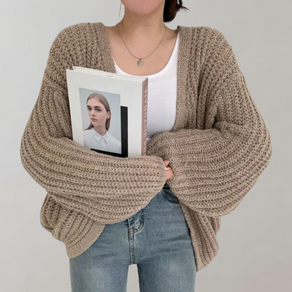Women's Cardigan with Chunky Knit & Open Front | Oversized