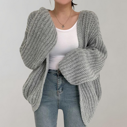 Women's Cardigan with Chunky Knit & Open Front | Oversized