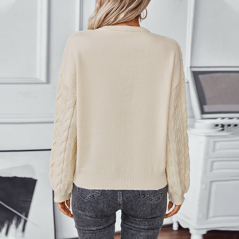 Women's Chunky Cable Knitted Jumper Crew Neck | Oversized