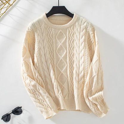 Women's Chunky Cable Knitted Jumper Crew Neck | Oversized