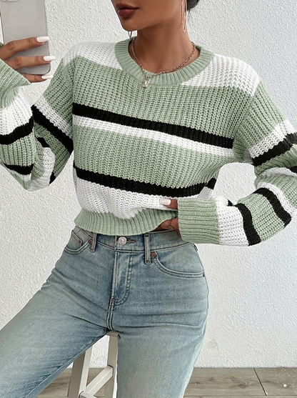 Women's Cropped Knitted Jumper | Striped