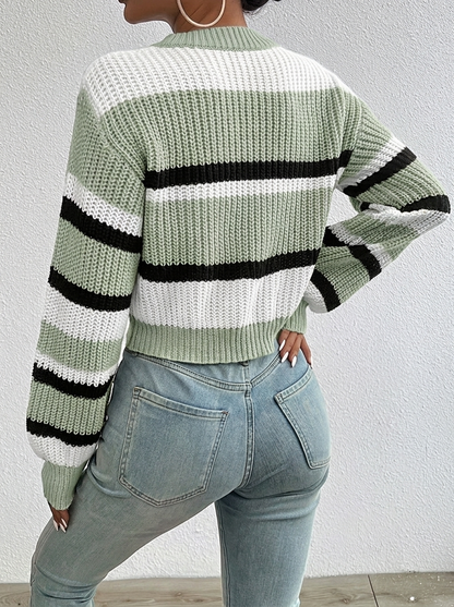 Women's Cropped Knitted Jumper | Striped