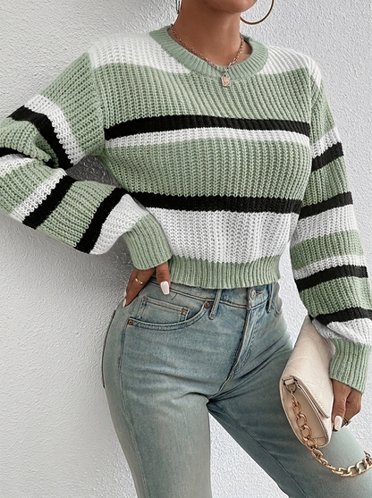 Women's Cropped Knitted Jumper | Striped