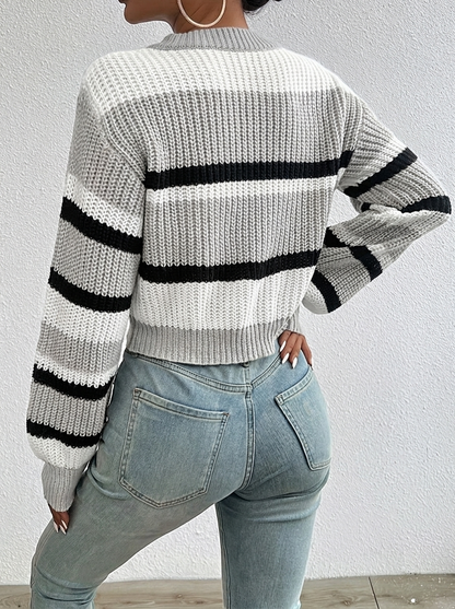 Women's Cropped Knitted Jumper | Striped