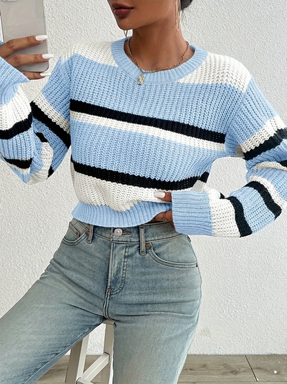 Women's Cropped Knitted Jumper | Striped