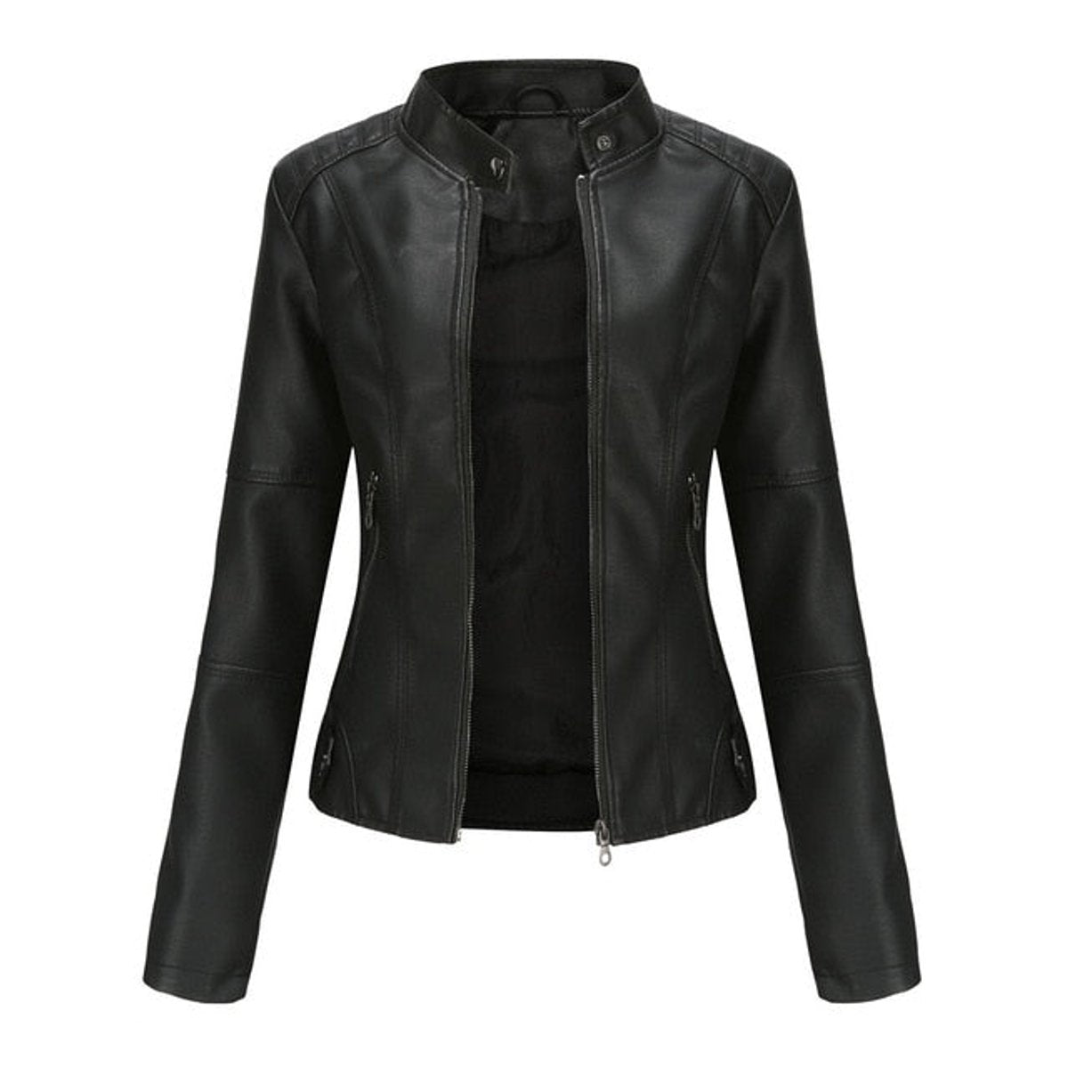 Helen | Refined Stand-Collar Moto Jacket