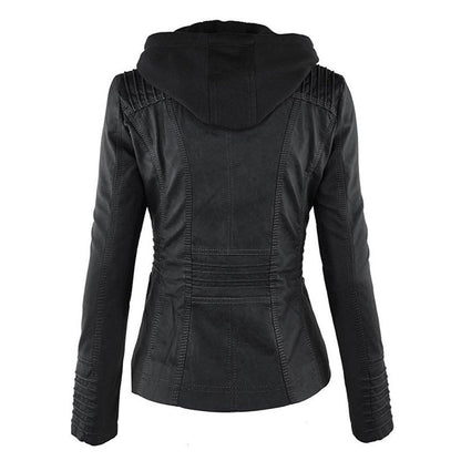 Lucinda | Hooded Moto Jacket with Removable Hood