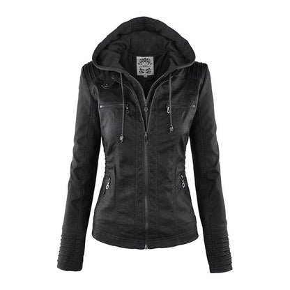 Lucinda | Hooded Moto Jacket with Removable Hood